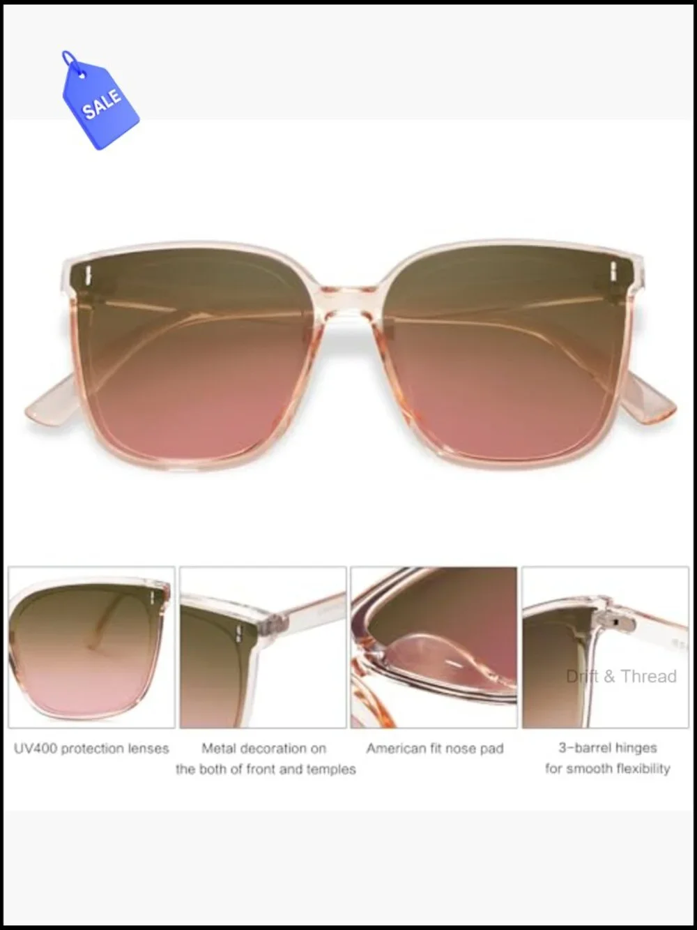 Vintage Style UV Protection Sunglasses for Women Men Square